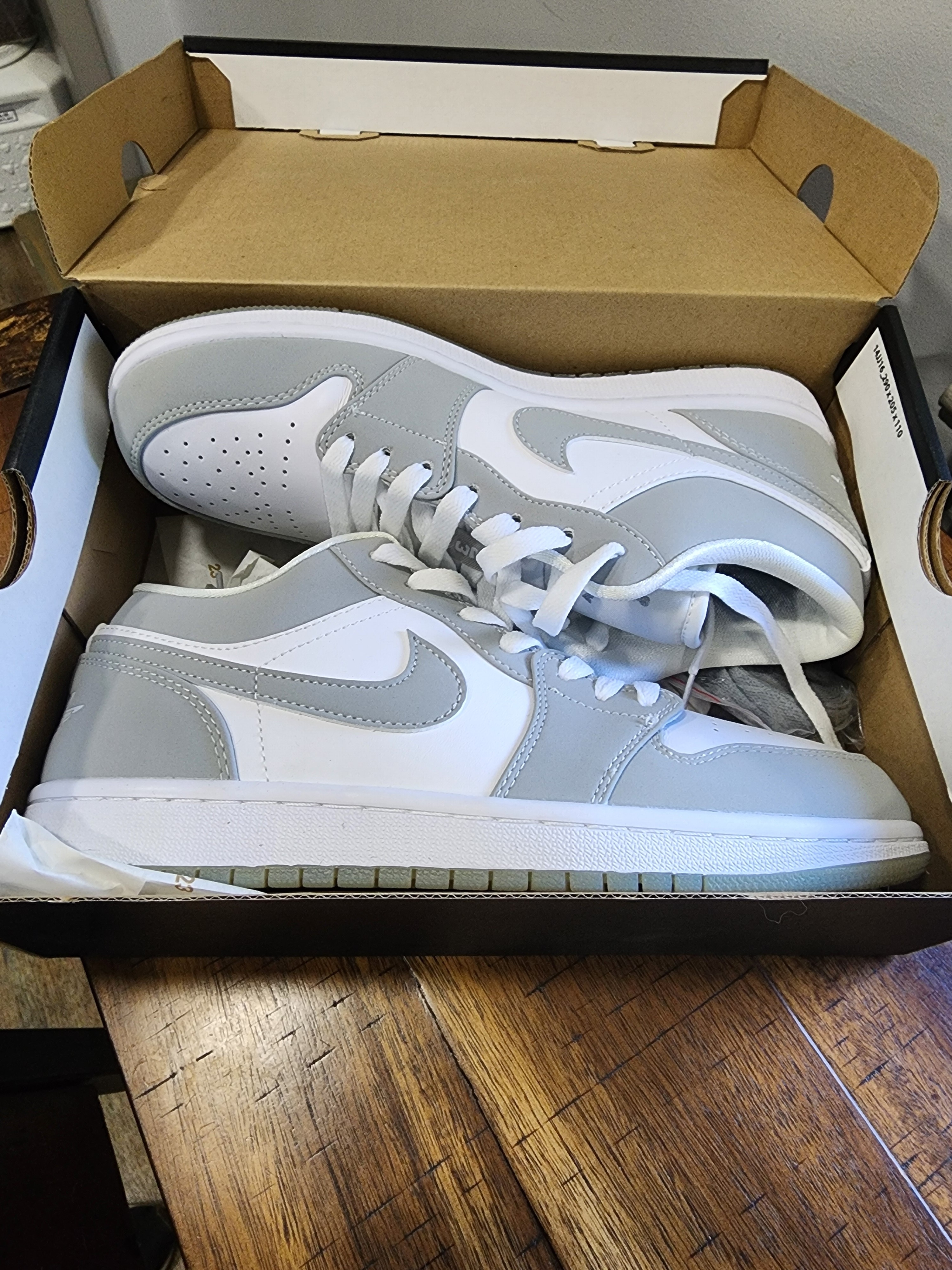 Women's Nike Air Jordan 1 Low Top Sneakers In White Wolf Gray